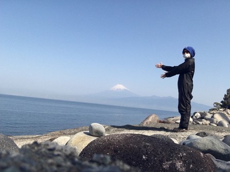 写真: 富士山とあかねーさん 富士山とあかねーさん