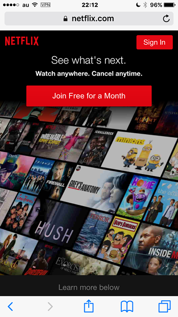 iOSの無料無制限VPNアプリ「Opera VPN」- 17:Safariで米Netflixにアクセス