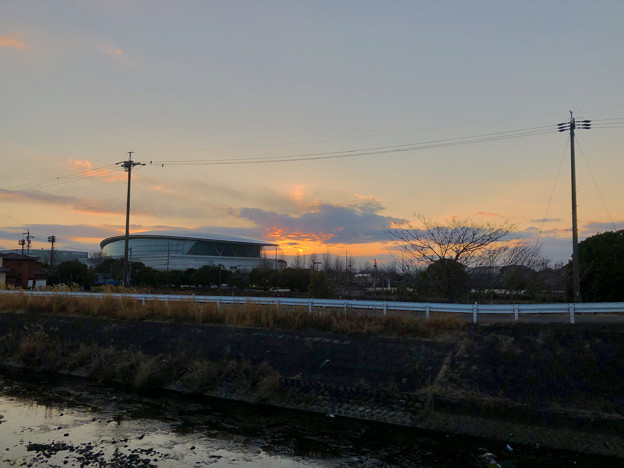 合瀬川沿いから見た夕焼け - 1