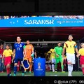 20:57選手入場！～子どもたちとお手手つないでランランラン♪サッカーは平和の祭典～初戦、キャプテン長谷部、先頭が似合う王子のサムライブルー☆お誕生日ケーキもサッカー模様で決まりだね☆