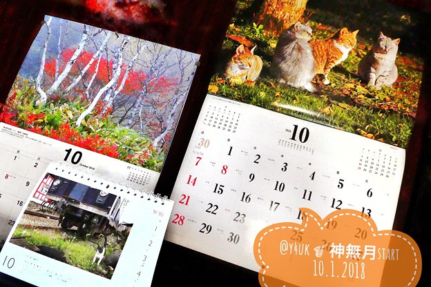 もぅ神無月にかこまれて～10月start近づくXmas～岩合光昭にゃんこカレンダーにかこまれて～もぅ来年カレンダー発売する1年の早さ～iPhone7Plus2年ケアも終わる