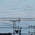 五線譜からの急旋回「→」アンテナ方向へ戻ろうえ？マジで？仲良し5機たちUターン！スモークの立体感～アンテナ街遥か遠く～寄れる行ける小さなズームコンデジサイコー！(361mm/シャッター優先:TZ85)