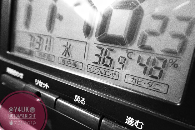 36.9℃48％amから24h Hotday&amp;Night.殺人猛暑、毎日猛暑…amから深夜も30℃驚愕の温度湿度(~_~;)毎日汗だくで撮影と疲労(クリエイティブ“ラフ・モノクロ”/マクロ:TZ85)