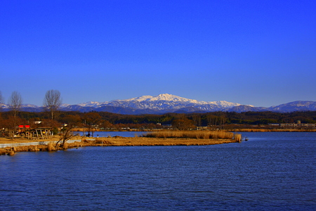 木場潟と白山