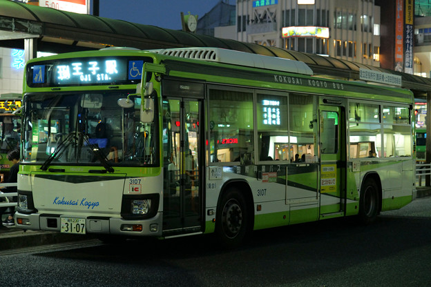 夏の宵の国際興業バス