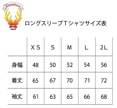ロンTメンズ用サイズ表示