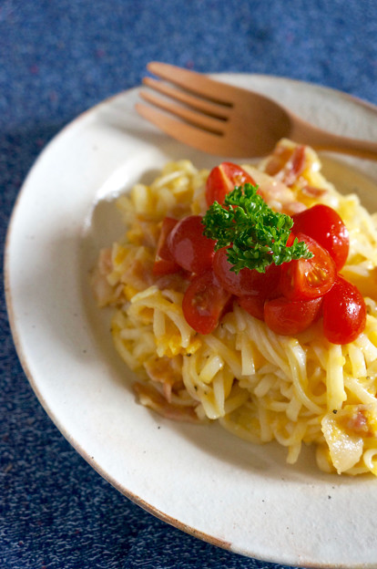 写真: カルボナーラ風うどん