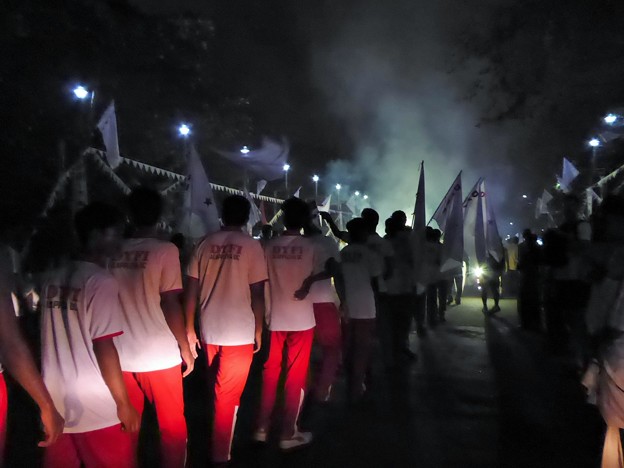 夜のデモ行進～インド Nocturnal demonstration