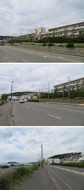 行合橋交差点・県立七里ガ浜高校（鎌倉市七里ガ浜）