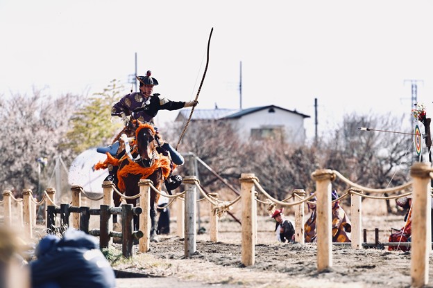 曽我梅林の即席流鏑馬会場 1回戦 写真共有サイト フォト蔵