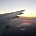 機窓からの夕陽