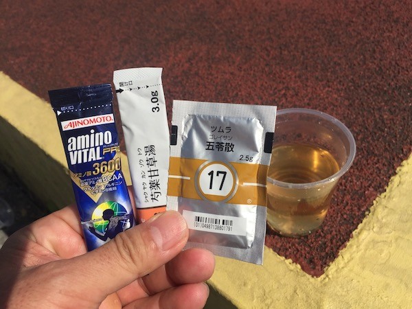 20kmを超えたところでmido-sさんにいただいたサプリを補給