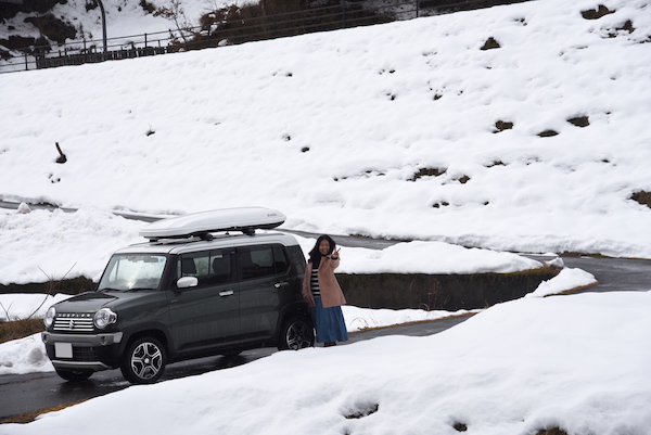 雪景色の遭遇して寄り道